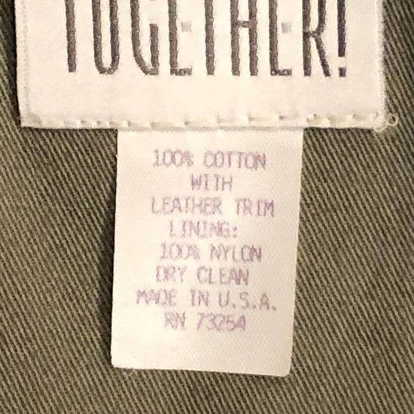 TOGETHER Women’s 16 Vintage Military Style Trench Coat Fatigue Green & Leather - Picture 7 of 9